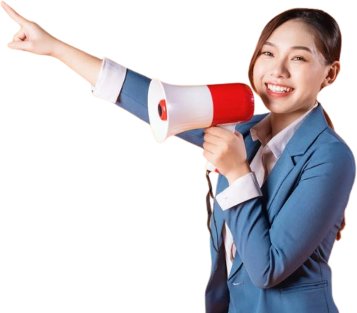 RecruitFirst consultant with a megaphone, pointing